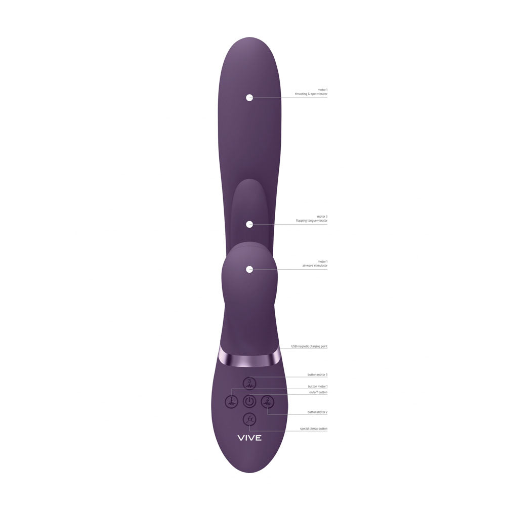 VIVE Ena - - 25 cm USB Rechargeable Thrusting Vibrator with Air Wave Stimulator