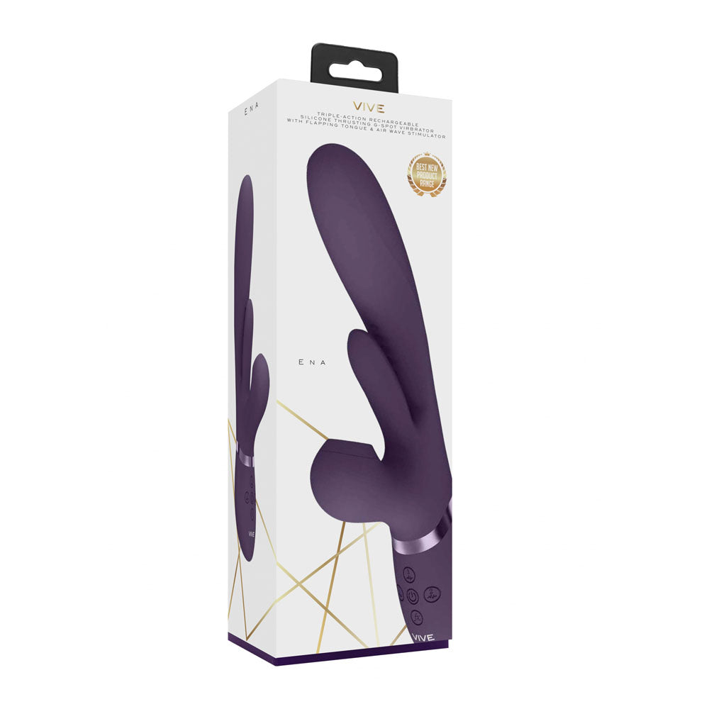 VIVE Ena - - 25 cm USB Rechargeable Thrusting Vibrator with Air Wave Stimulator