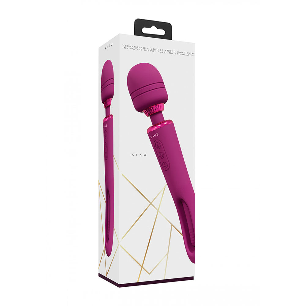 VIVE Kiku - - 25.2 cm USB Rechargeable Dual End Massage Wand with Flapping Tip