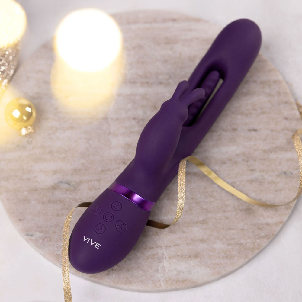 VIVE Mika - - 23.2 cm USB Rechargeable Rabbit Vibrator with Flapping Shaft
