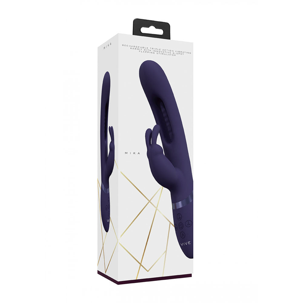 VIVE Mika - - 23.2 cm USB Rechargeable Rabbit Vibrator with Flapping Shaft