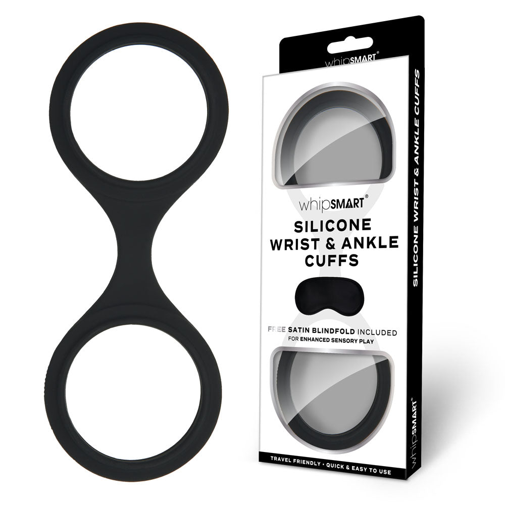 WhipSmart Silicone Wrist & Ankle Cuffs - - Restraints with Bonus Eye Mask