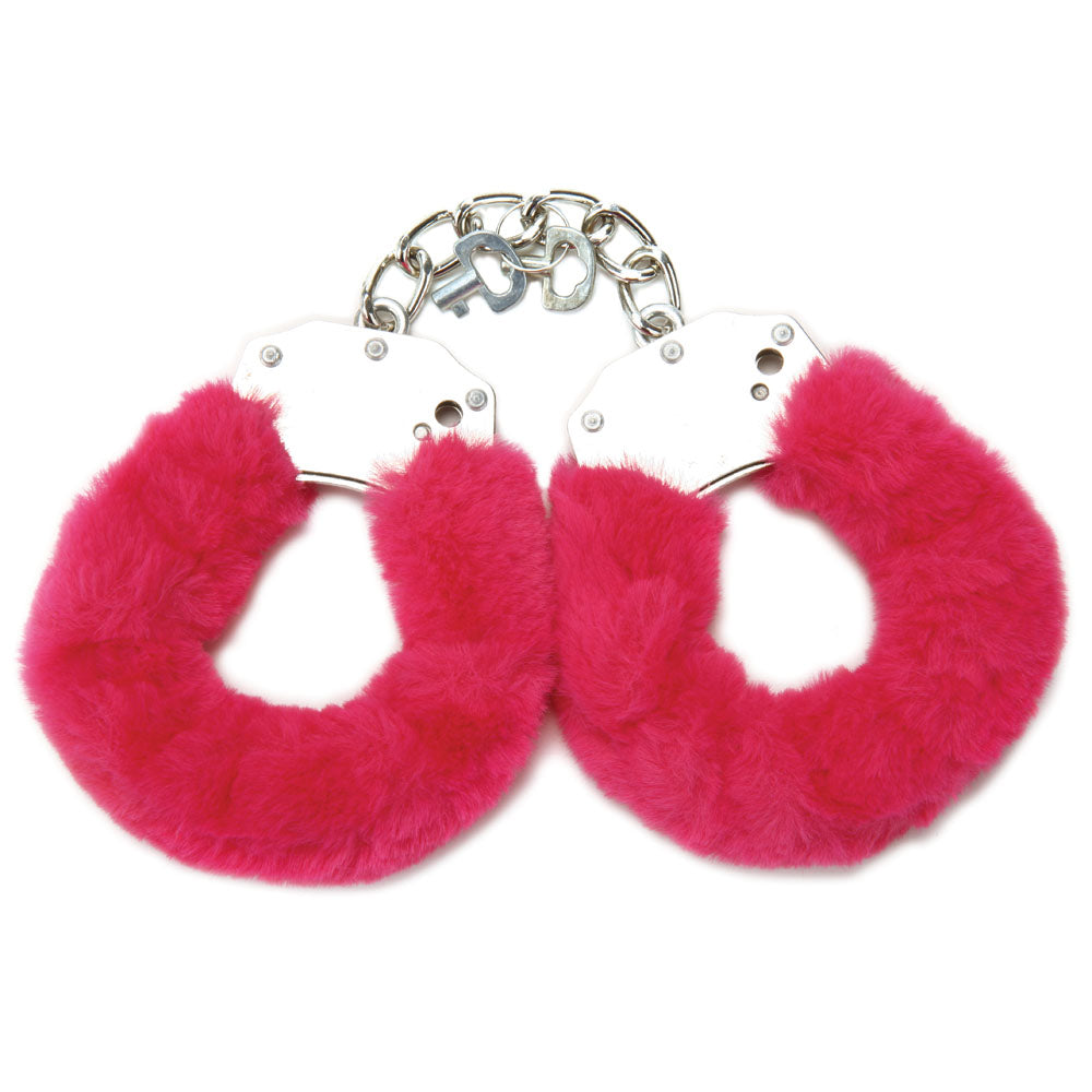 WhipSmart Classic Furry Cuffs - Hot - Hot Furry Restraints with Bonus Eye Mask