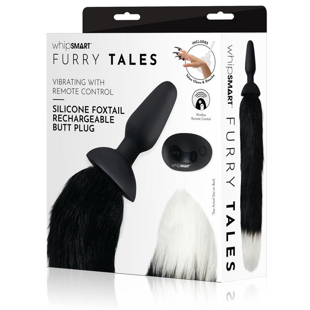 WhipSmart Furry Tales Silicone Foxtail Rechargeable Butt Plug - 9.5 cm Vibrating Butt Plug with Fox Tail & Remote Control