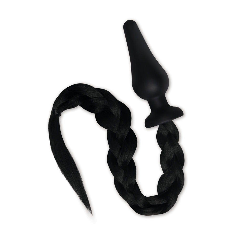 WhipSmart Furry Tales 4 Inch Silicone Pony Tail Butt Plug - 10.1 cm Butt Plug with Pony Tail