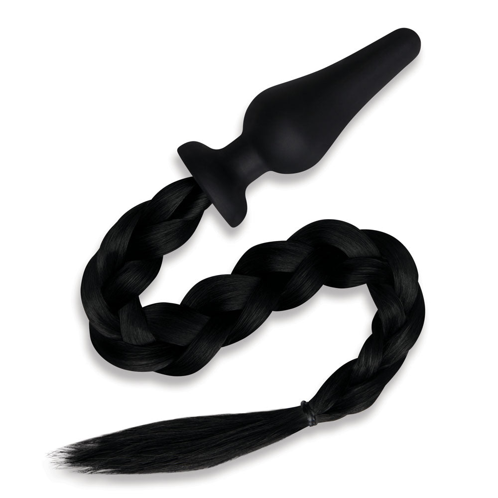 WhipSmart Furry Tales 4 Inch Silicone Pony Tail Butt Plug - 10.1 cm Butt Plug with Pony Tail