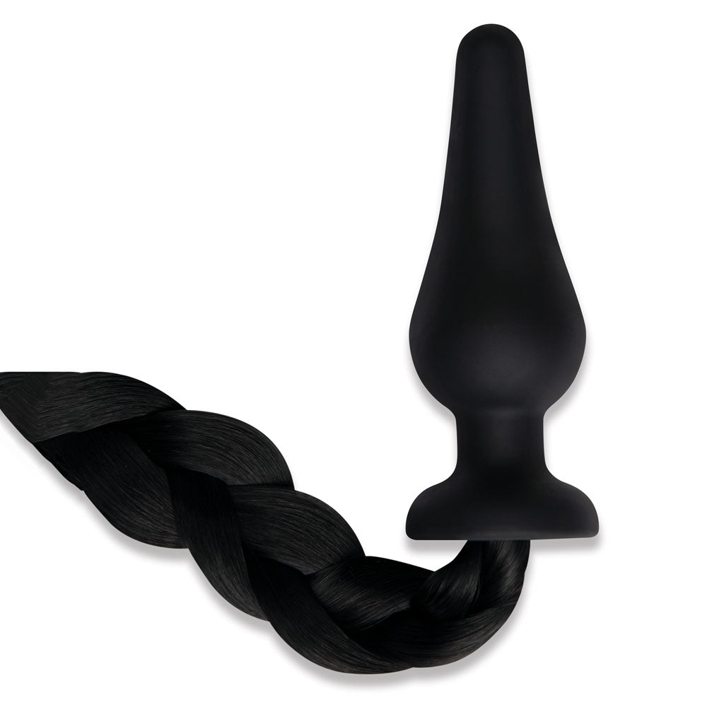 WhipSmart Furry Tales 4 Inch Silicone Pony Tail Butt Plug - 10.1 cm Butt Plug with Pony Tail