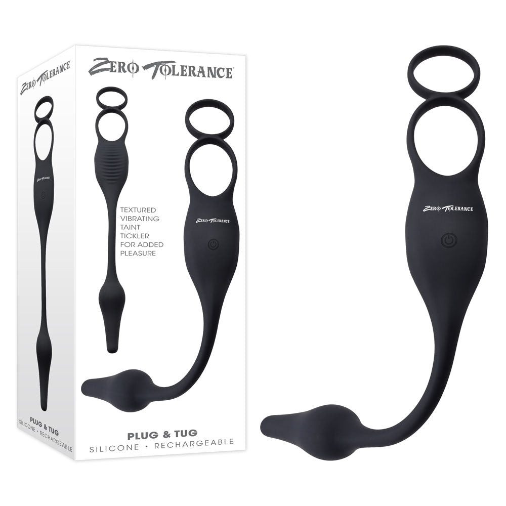 Zero Tolerance PLUG & TUG - USB Rechargeable Vibrating Cock Ring with Anal Plug