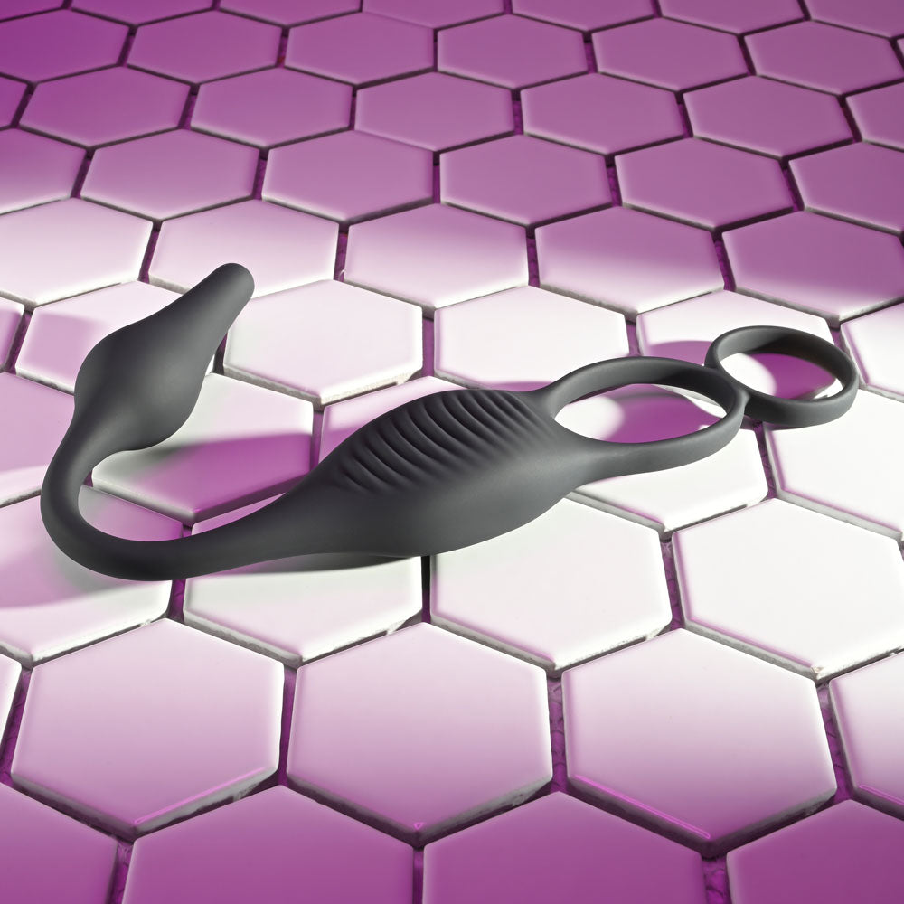 Zero Tolerance PLUG & TUG - USB Rechargeable Vibrating Cock Ring with Anal Plug