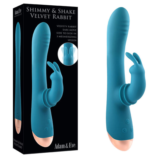 Adam & Eve SHIMMY & SHAKE VELVET RABBIT -  22.4 cm USB Rechargeable Rabbit Vibrator
