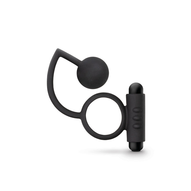 Anal Adventures Platinum Anal Ball & Vibrating C-Ring -  Vibrating Cock Ring with Anal Ball