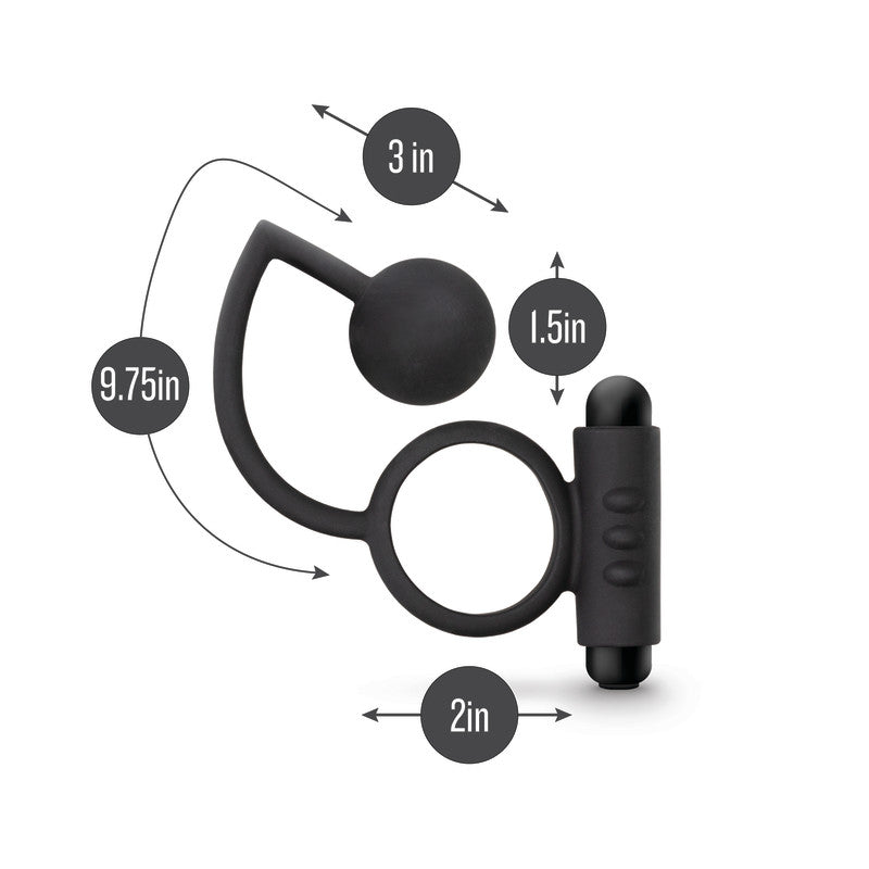 Anal Adventures Platinum Anal Ball & Vibrating C-Ring -  Vibrating Cock Ring with Anal Ball