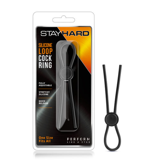 Stay Hard - Silicone Loop Cock Ring -  Adjustable Lasso Cock Ring