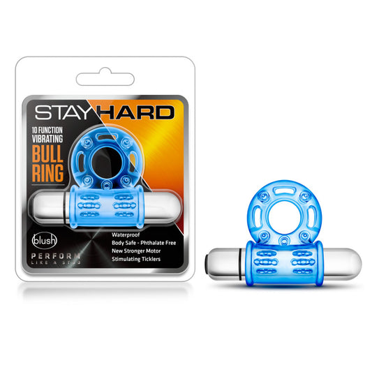 Stay Hard 10-Function Vibrating Bull Ring -  Vibrating Cock Ring