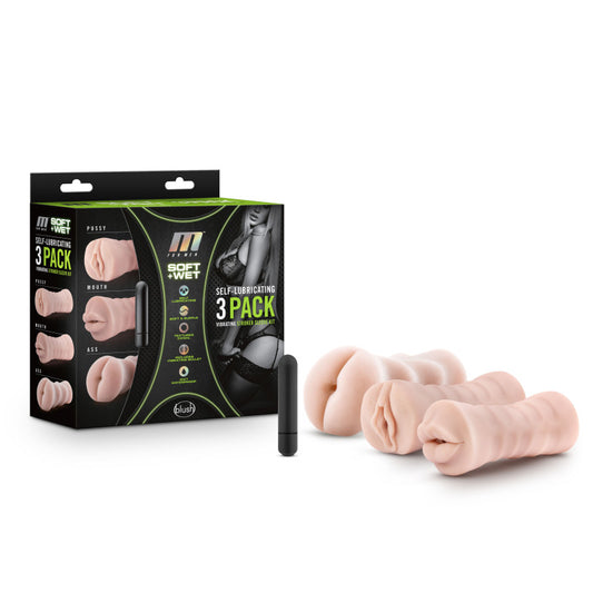 M For Men 3-Pack Self-Lubricating Vibrating Strokers -  Vibrating Strokers - 3 Pack