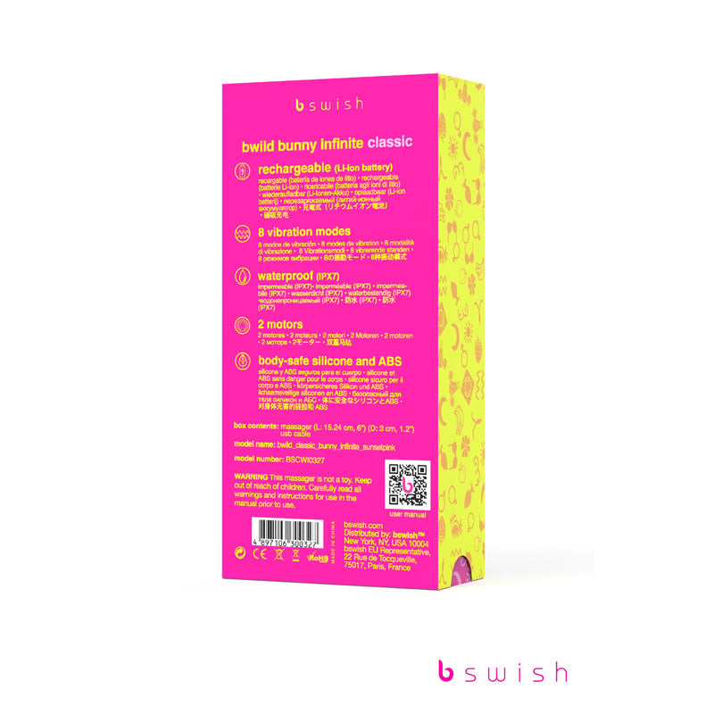 Bwild Classic Bunny Infinite - Sunset  - Sunset  15.2 cm USB Rechargeable Rabbit Vibrator