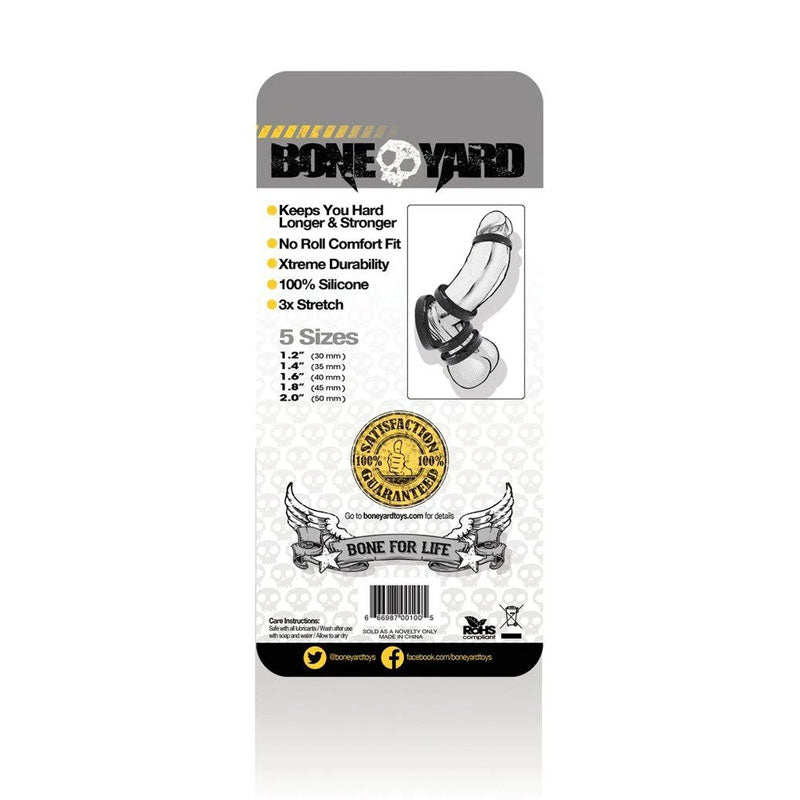 Boneyard Silicone Ring 5 Pcs Kit -  Cock Rings - Set of 5 Sizes