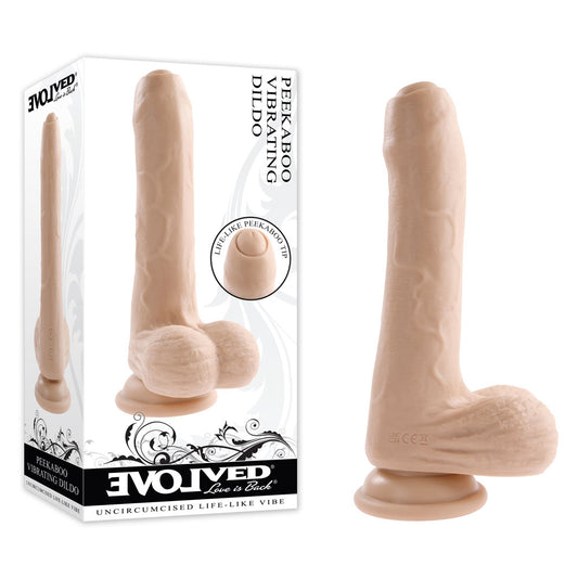 Evolved PEEK A BOO VIBRATING DILDO LIGHT -  20.3 cm USB Rechargeable Vibrating Uncut Dong