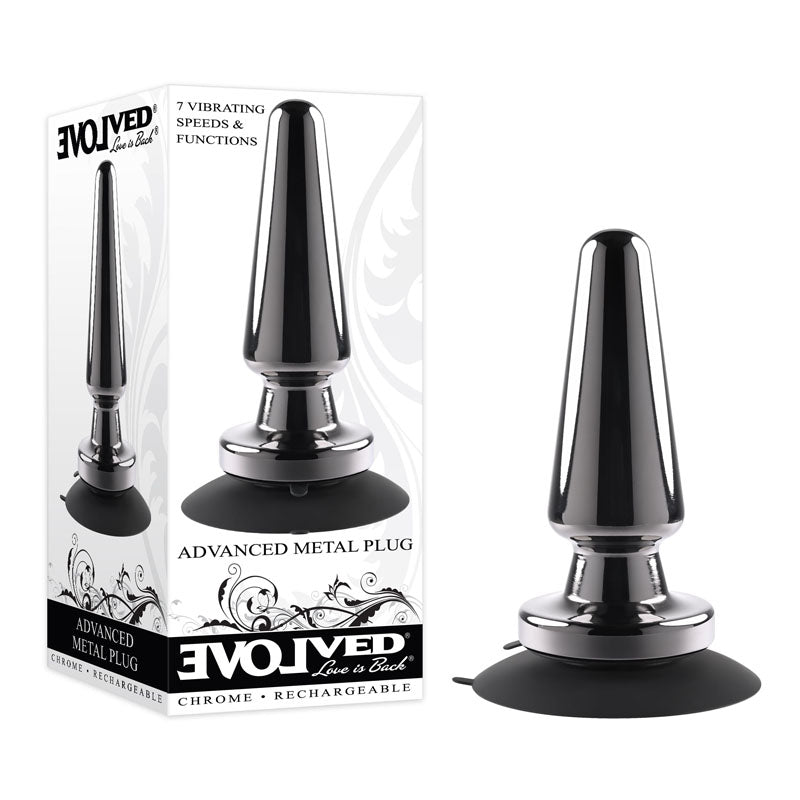 Evolved ADVANCED METAL PLUG - Black  13.8 cm USB Rechargeable Vibrating Butt Plug