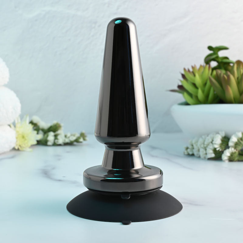Evolved ADVANCED METAL PLUG - Black  13.8 cm USB Rechargeable Vibrating Butt Plug