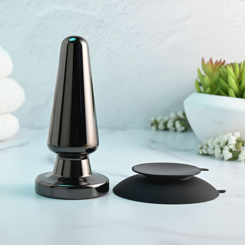Evolved ADVANCED METAL PLUG - Black  13.8 cm USB Rechargeable Vibrating Butt Plug