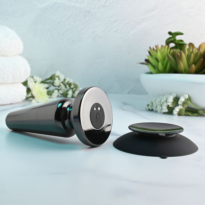 Evolved ADVANCED METAL PLUG - Black  13.8 cm USB Rechargeable Vibrating Butt Plug