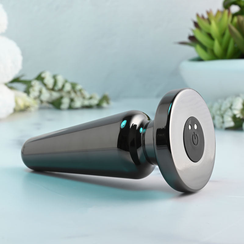 Evolved ADVANCED METAL PLUG - Black  13.8 cm USB Rechargeable Vibrating Butt Plug
