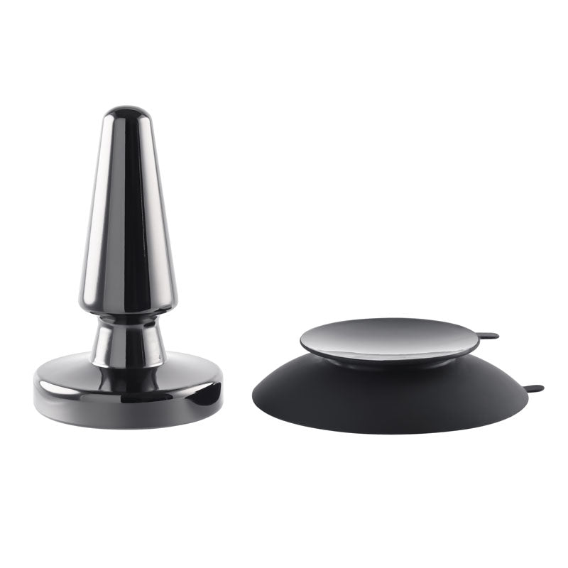 Evolved BEGINNER METAL PLUG - Black  11.2 cm USB Rechargeable Vibrating Butt Plug