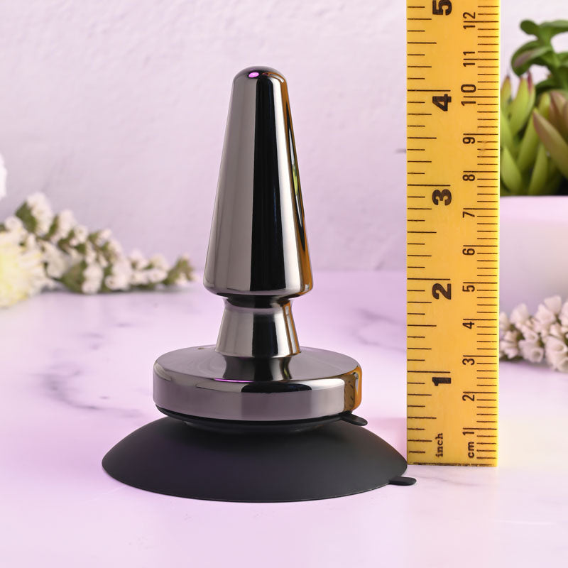 Evolved BEGINNER METAL PLUG - Black  11.2 cm USB Rechargeable Vibrating Butt Plug