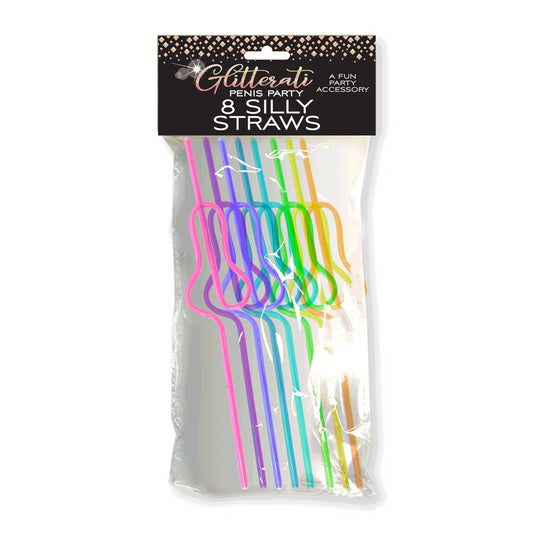 Glitterati Penis Silly Straws -  Hen's Party Straws - 8 Pack