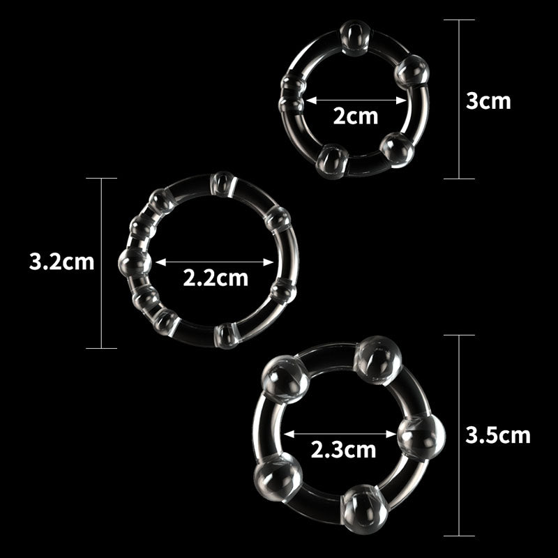 Power Plus Triple Beaded Ring Set -  Cock Rings - Set of 3