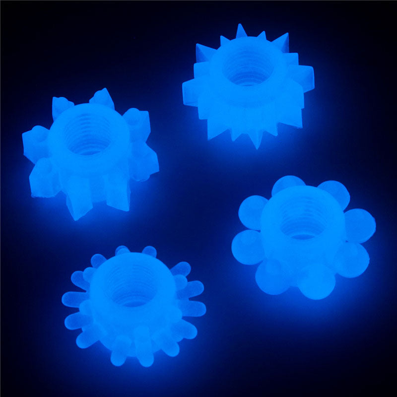 Lumino Play Penis Rings 4 Pack - Glow in the Dark  Cock Rings - Set of 4