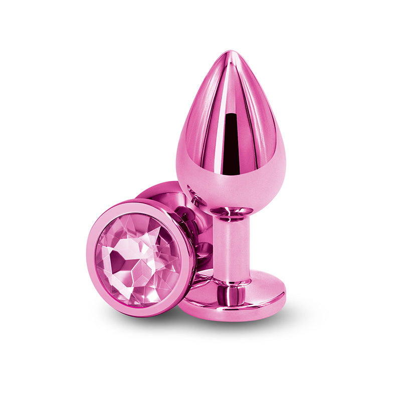 Rear Assets - Medium -  -  8.2 cm Medium Metal Butt Plug with  Round Gem Base