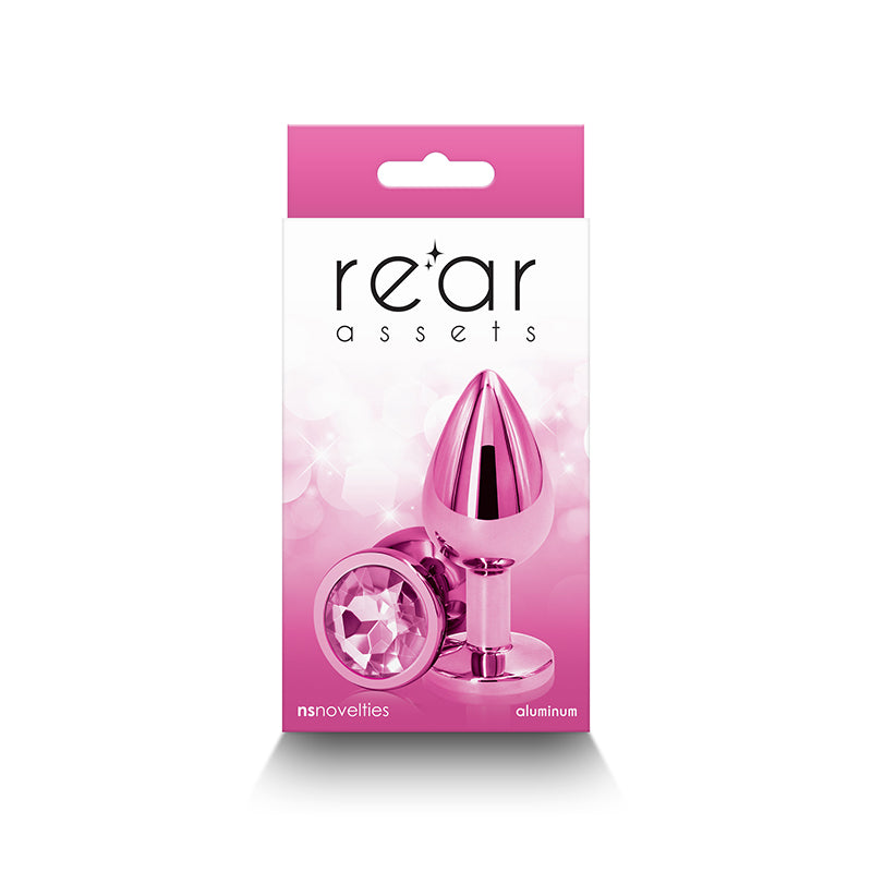 Rear Assets - Medium -  -  8.2 cm Medium Metal Butt Plug with  Round Gem Base