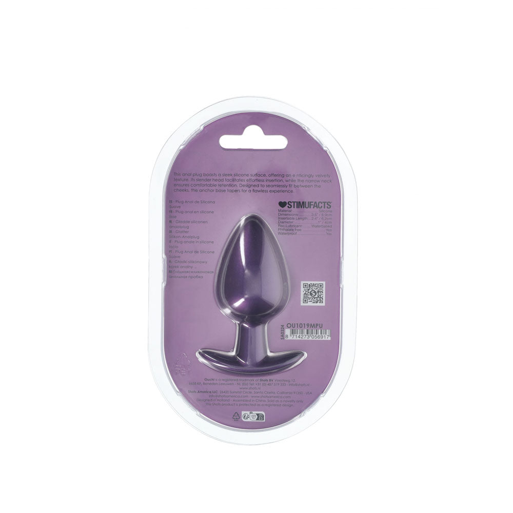 OUCH! Anal Plug - Large - Metallic  - Metallic  8.9 cm Large Butt Plug