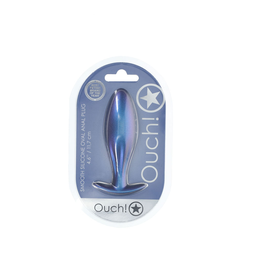 OUCH! Oval Anal Plug - Metallic  - Metallic  11.7 cm Butt Plug