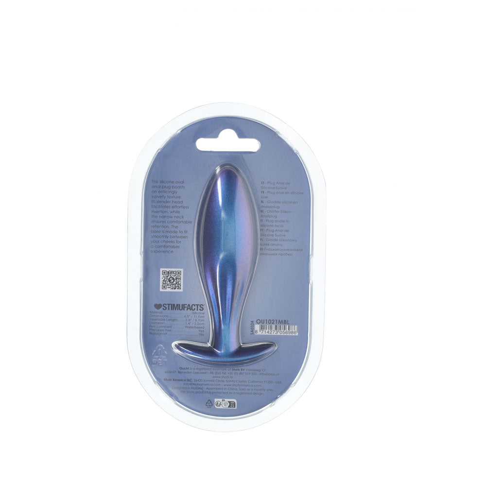 OUCH! Oval Anal Plug - Metallic  - Metallic  11.7 cm Butt Plug
