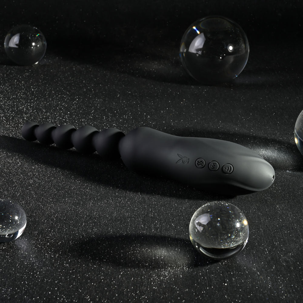 Playboy Pleasure LET IT BEAD -  23.1 cm USB Rechargeable Vibrating Anal Beads with Clitoral Suction
