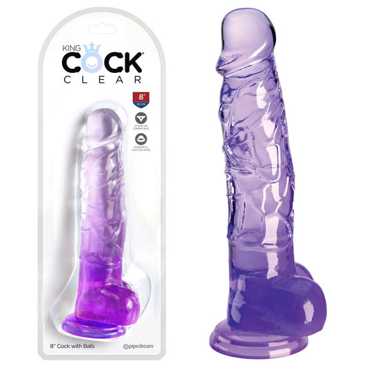 King Cock Clear 8'' Cock with Balls -  -  20.3 cm Dong