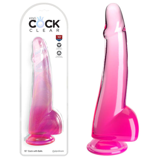 King Cock Clear 10'' Cock with Balls -  -  25 cm Dong