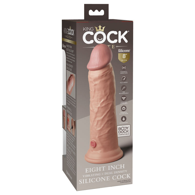 King Cock Elite 8'' Vibrating Dual Density Cock -  -  20.3 cm USB Rechargeable Vibrating Dong