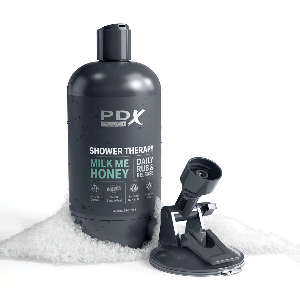PDX Plus Shower Therapy - Milk Me Honey -  -  Discreet Vagina Stroker with Suction Base