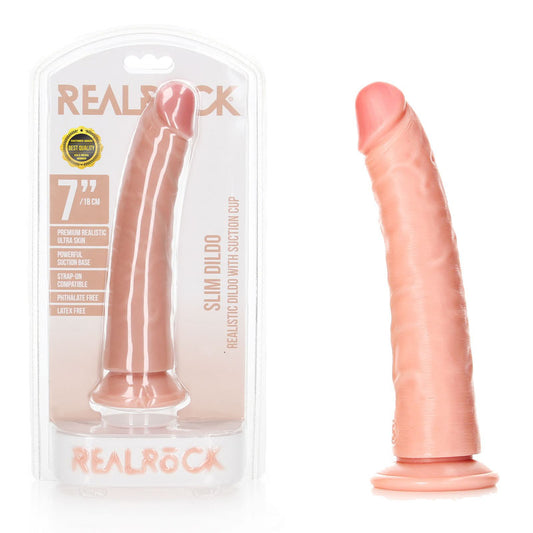 REALROCK Realistic Slim Dildo with Suction Cup - 18cm -  18 cm (7'') Dong