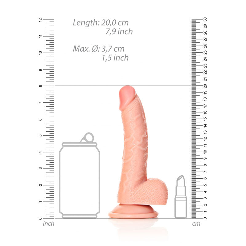 REALROCK Realistic Regular Curved Dong with Balls - 18 cm -  18 cm (7'') Dong