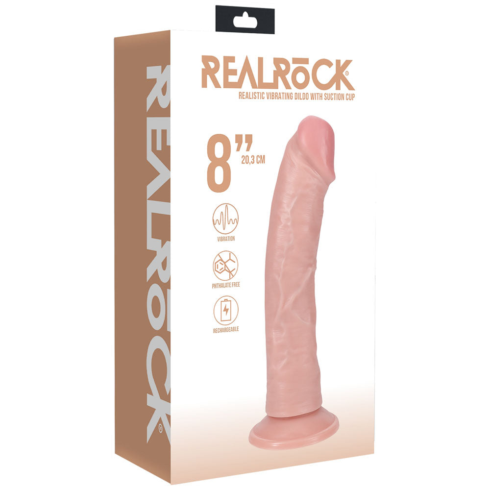 REALROCK 20cm Vibrating Cock -  -  20.3 cm (8'') USB Rechargeable Vibrating Dong