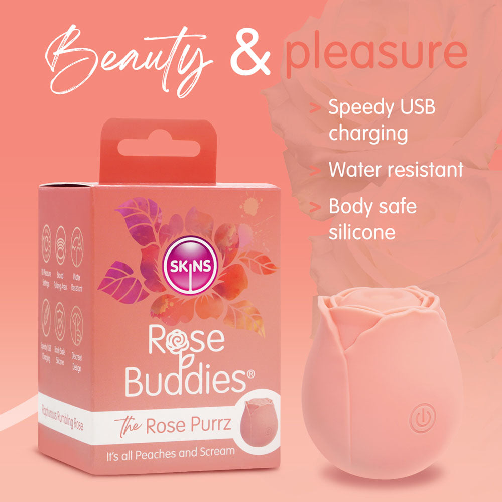 Skins Rose Buddies - The Rose Purrz - Light  USB Rechargeable Pulsing Rose Stimulator