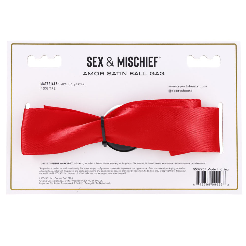 Sex & Mischief Amor Satin Ball Gag - /Black Mouth Restraint