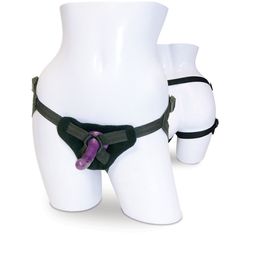 Sex & Mischief Strap-On & Silicone Dildo Kit - /Purple Adjustable Strap-On