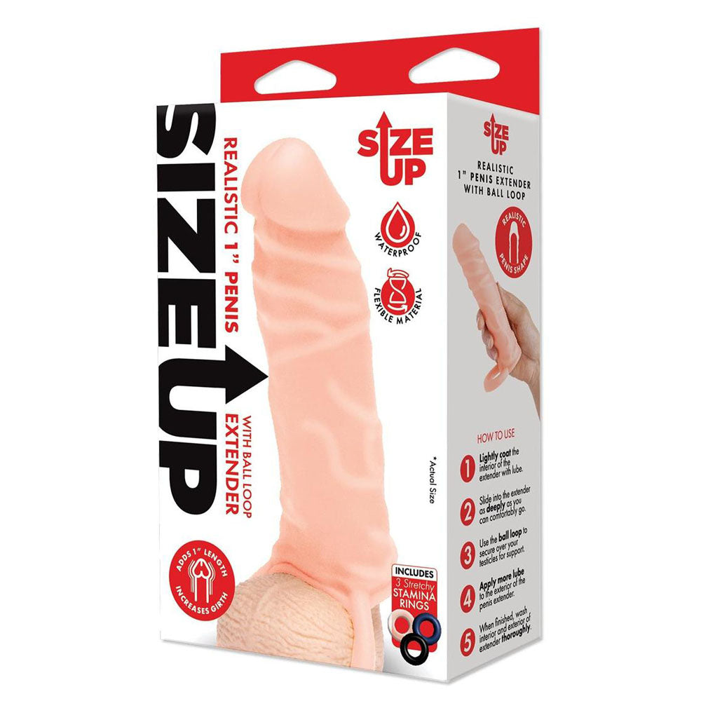 Size Up Realistic 1 Inch Penis Extender -  -  2.5 cm (1'') Penis Extension Sleeve