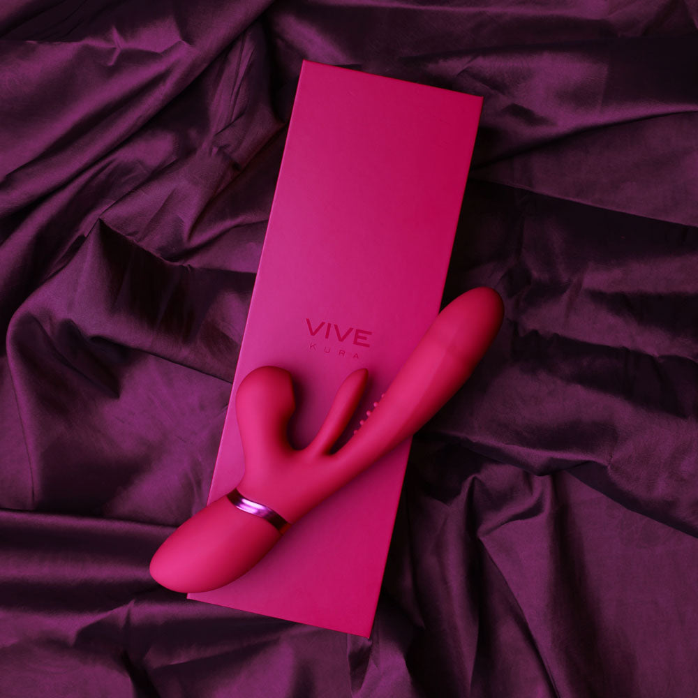 VIVE Ena -  -  25 cm USB Rechargeable Thrusting Vibrator with Air Wave Stimulator